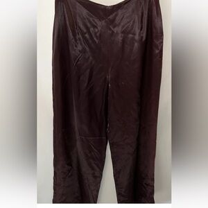 Express Petite Wide Leg Satin Pants Brown 7/8